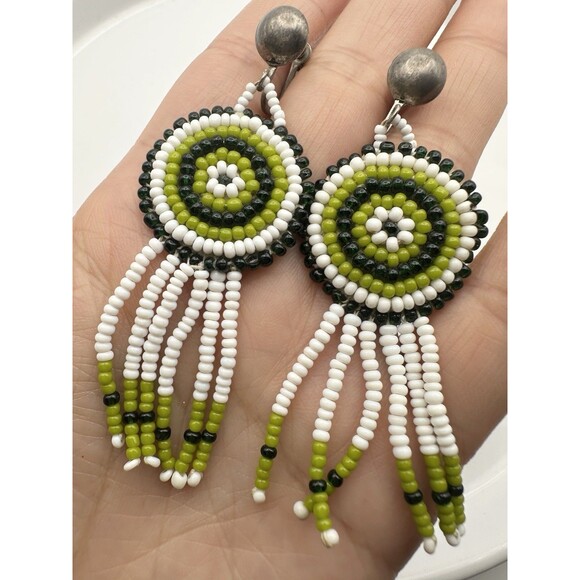 Vintage Sterling Silver Beaded Screw Back Earrings - Picture 2 of 5